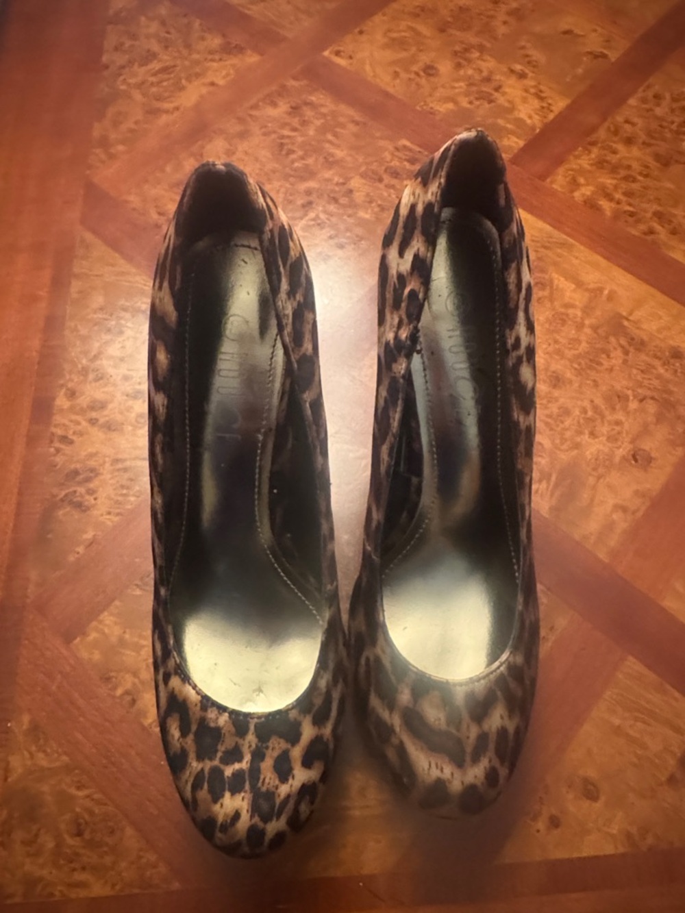 Leopard Print Pointed Toe Pumps in Brown